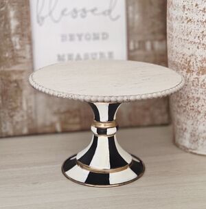 Elegant! Hand-Painted, Black and White Checked Cake Or Plant Stand!